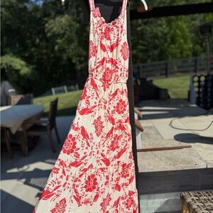 blu pepper Floral Red and White Maxi Dress